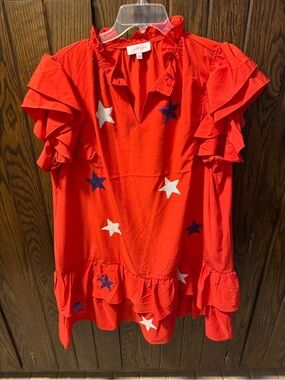Viva La Stars Red Ruffle Shift Dress